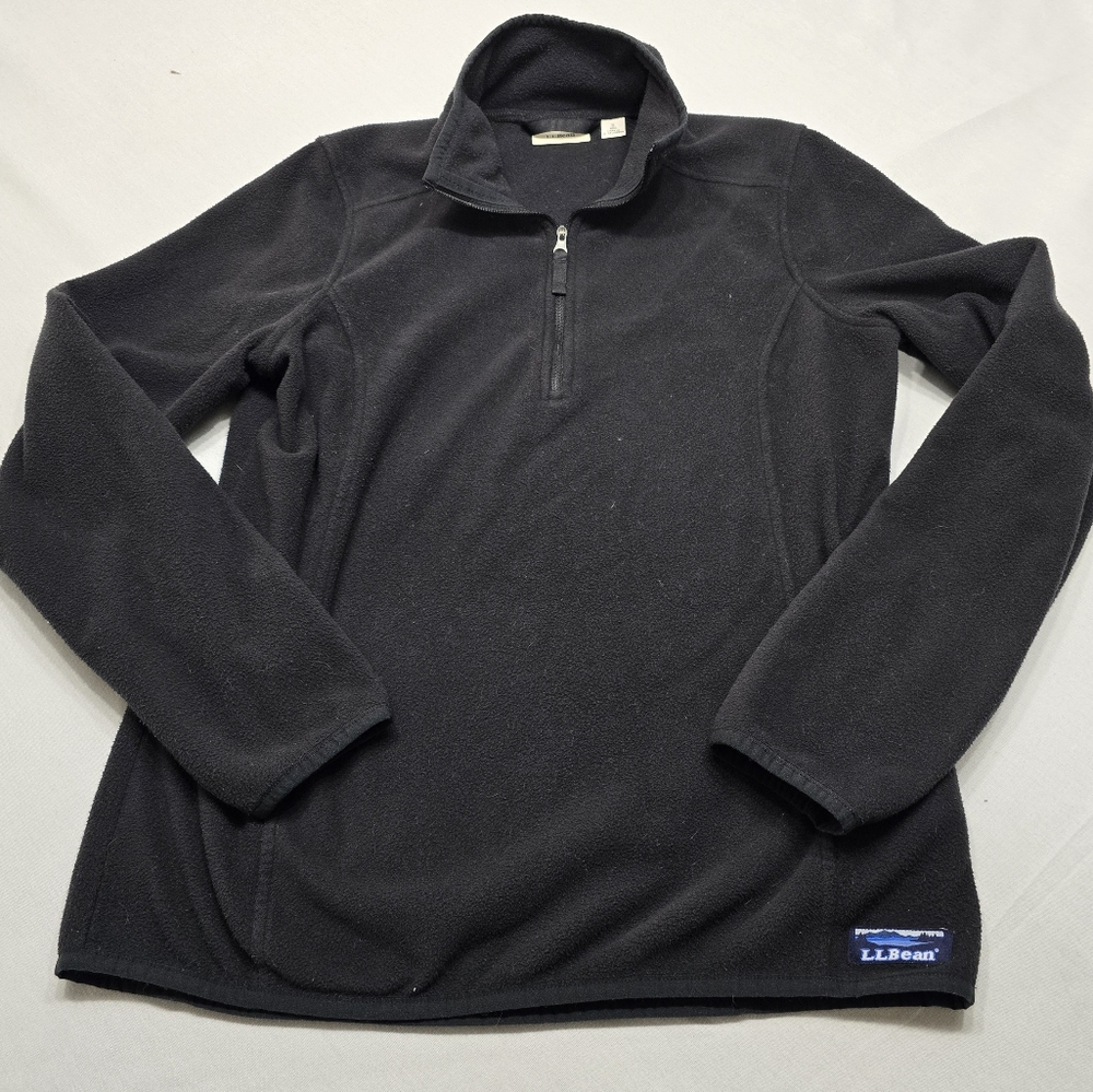 Vintage LL Bean Black Fleece 1/4 Zip Pullover Jacket Womens Reg Small